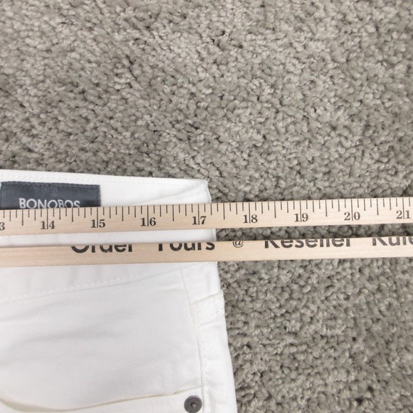 Bonobos Jeans Mens 33x28 White Tailored Fit Tapered Zip Fly Light Denim Pants - Picture 6 of 11